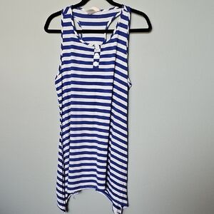 Sea Salt Society Sharkbite Hem Blue and White Striped Coverup Size Large